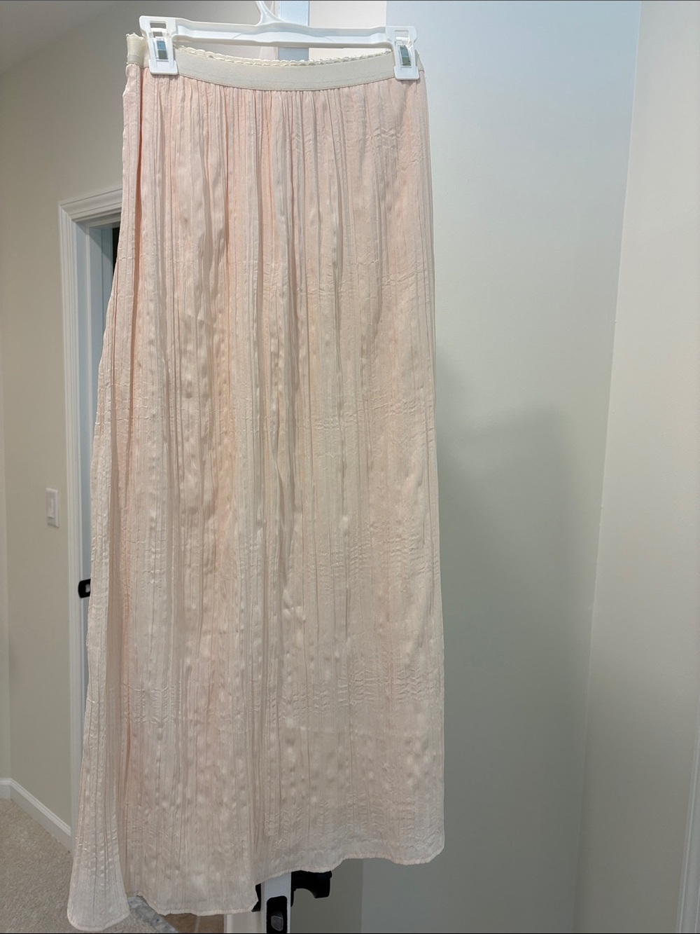 Et Clet Cream Crinkle Maxi Skirt